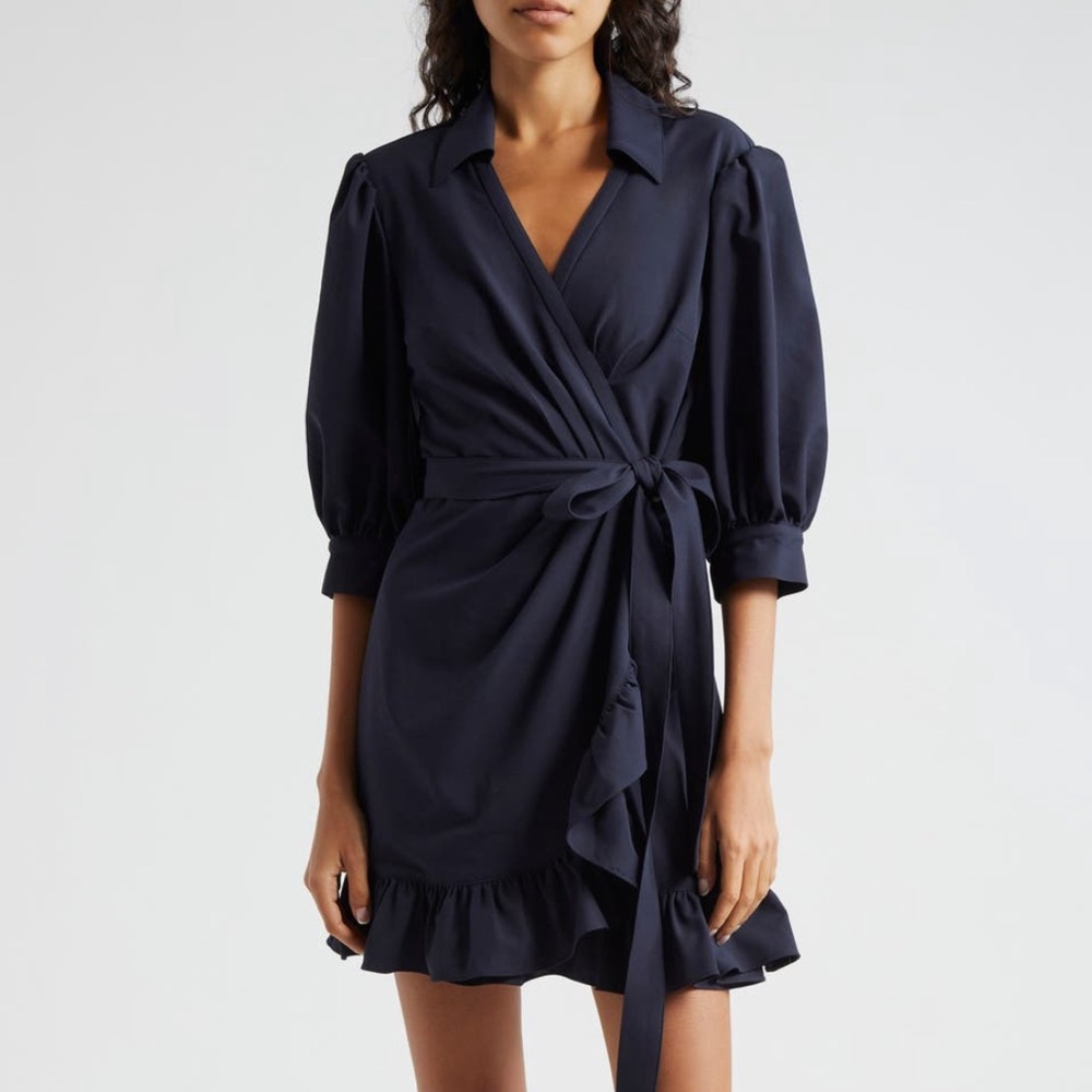 Cinq à Sept Navy Vickie Wrap Dress Size 6